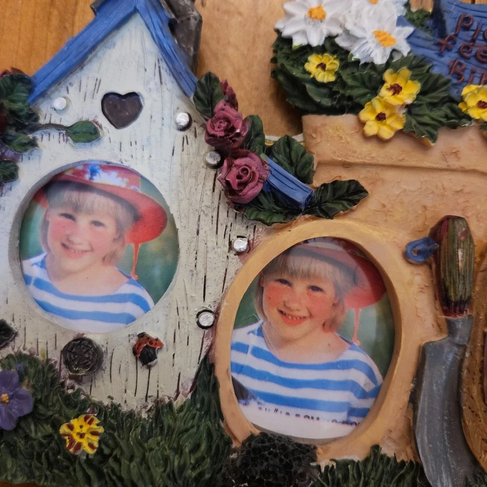 Please Feed the Birds Garden Photo Frame 4 Opening Birdhouse Floral Cottagecore